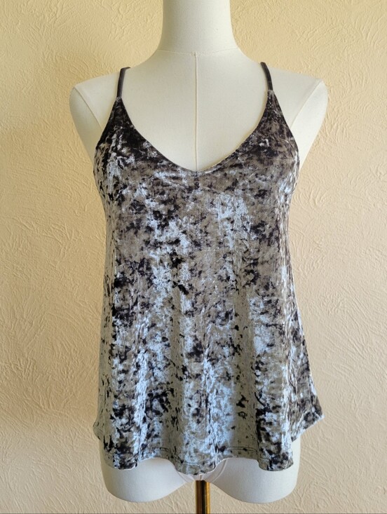 American Eagle Outfitters Tops - American Eagle | Gray Crushed Velvet Cami